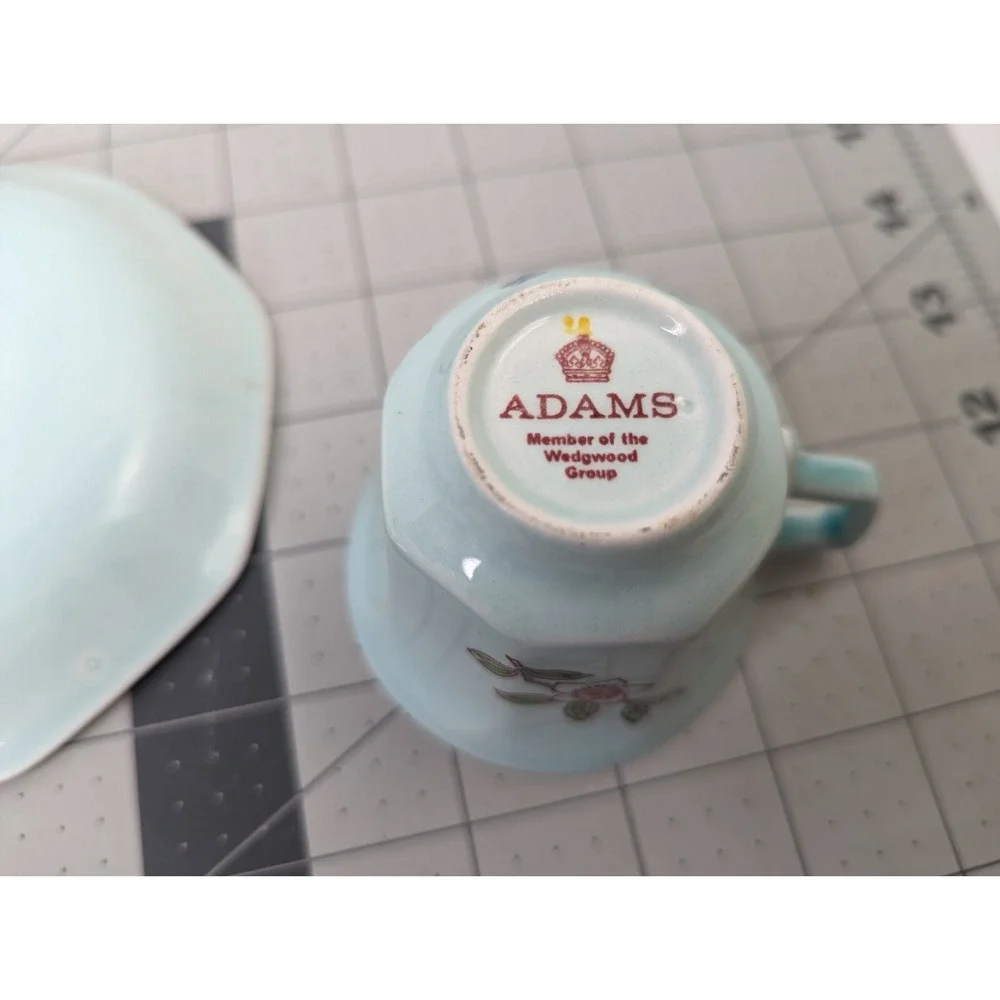 Adams Singapore Bird‎ Turquoise Mini Cup Saucer Lot Wedgewood